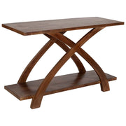 Tavolino da ingresso artigianale in legno marrone 122x45x76h cm