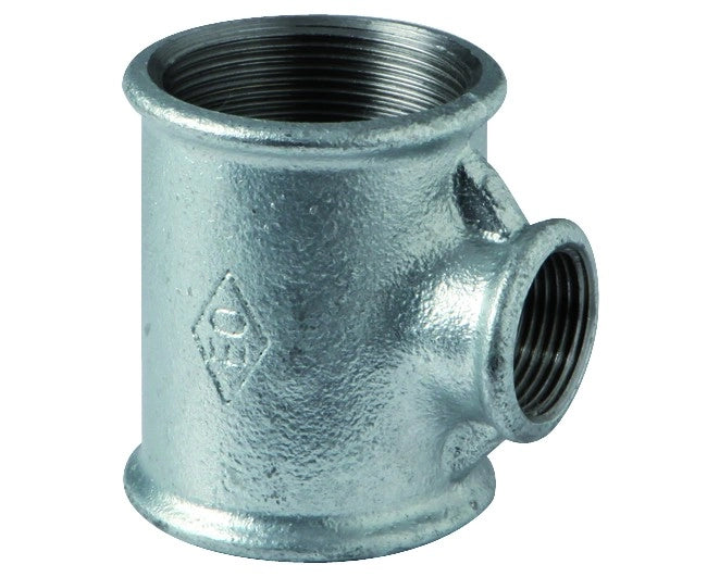 RACCORDO A T RIDOTTO FEMMINA IN GHISA MALLEABILE ZINCATA 1/2X3/8X1/2   GEORG FISHER