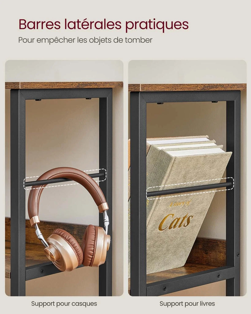 Mobiletto portaoggetti a 3 ripiani libreria in stile industriale 9 cubi per soggiorno ufficio corridoio cucina 33 x 132,6 x 80 cm marrone 12_0006401