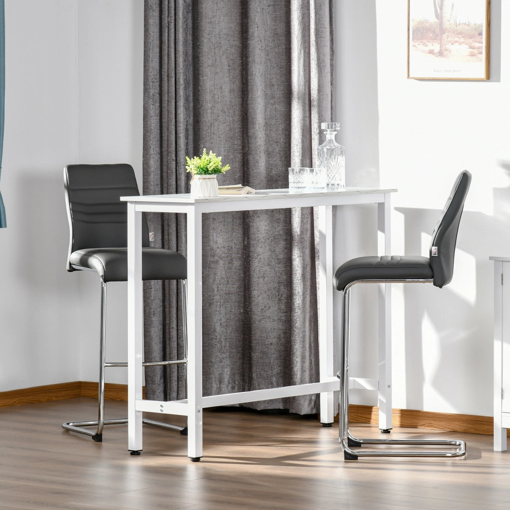 Tavolo alto da bar ¨C Xylo ¨C 120x40x100 cm acciaio effetto marmo bianco
