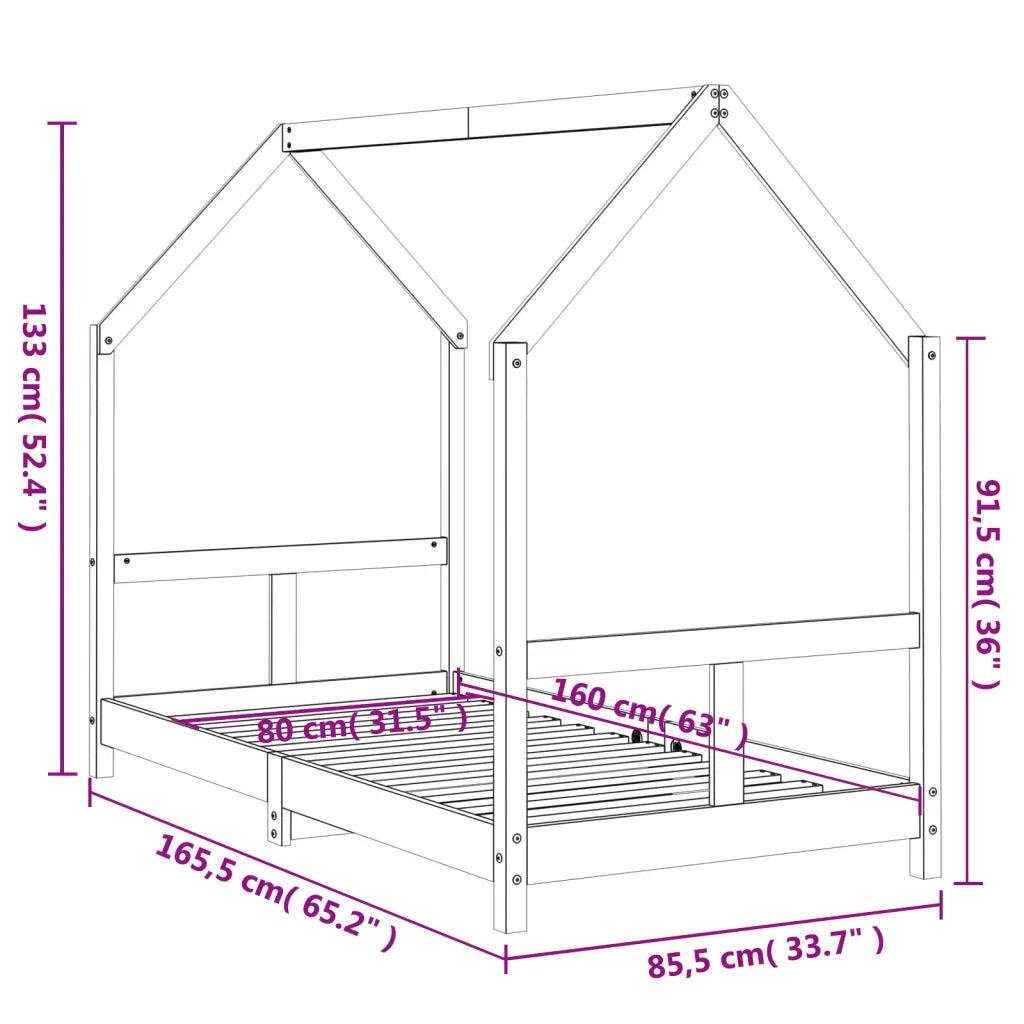 Giroletto per Bambini | Letto Infantile | Lettino 80x160 cm in Legno Massello di Pino