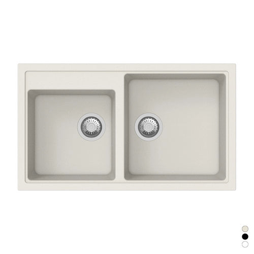 LAVELLO SINTETICO DA INCASSO 2 VASCHE CM 86- Bianco- APELL- pezzi 1