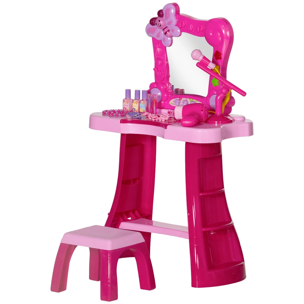 Cameretta bambina con toeletta, specchio, luci, musica, microfono, phon e ripiani ¨C zephmum ¨C rosa