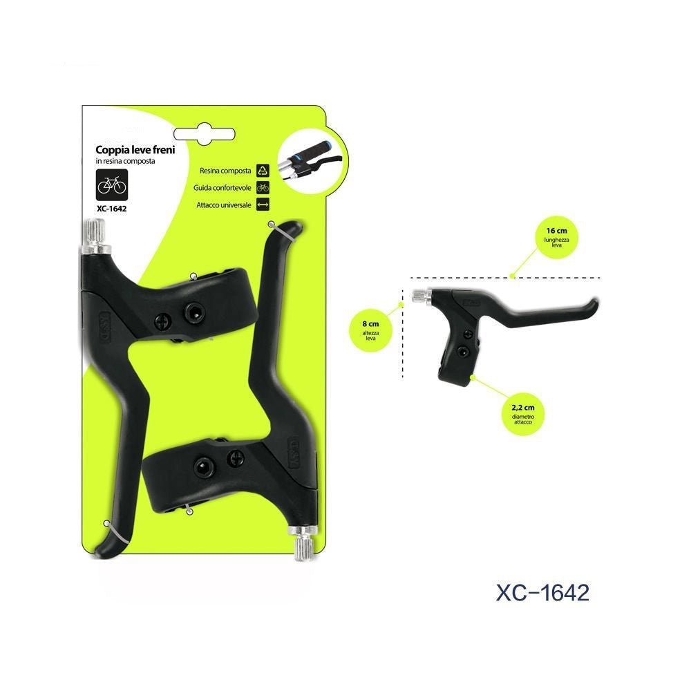 Trade Shop - Coppia Leve Freni In Resina Composta Per Bicicletta Attacco Universale Xc-1642 -