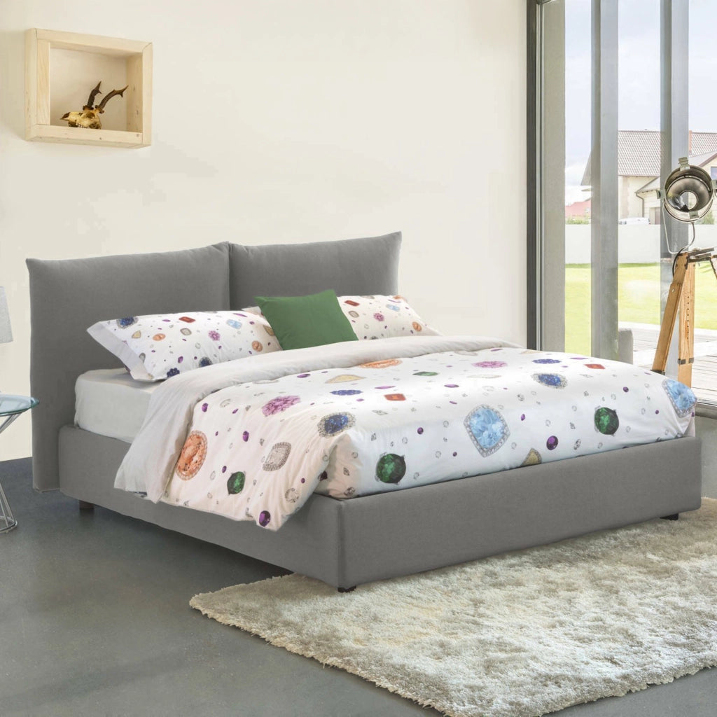 Letto Matrimoniale Arpino, Letto Matrimoniale Materasso Incluso Made in Italy, Grigio