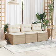 Divani Giardino Senza Braccioli con Cuscini 2 Beige Polyrattan 365834