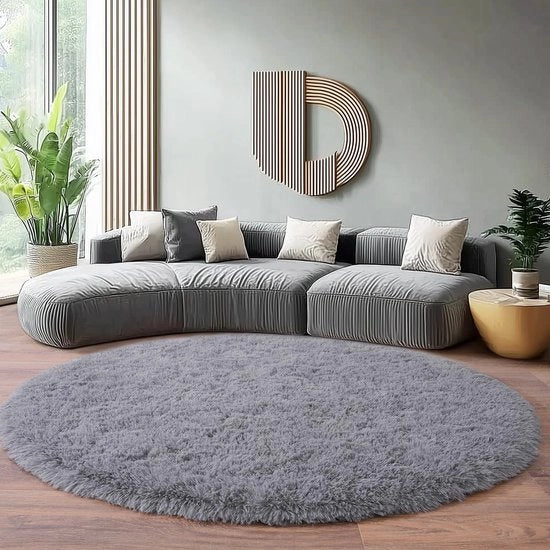 Tappeto morbido a alta densità circa 160 cm grigio, tappeto shag a alta densità per soggiorno, tappeto moderno per soggiorno, tappeto antiscivolo per camera da letto, camera da bambini