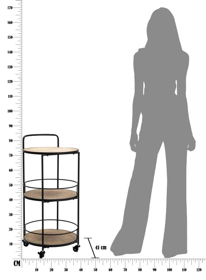 Carrello Arex 40x41,5x82 cm in Ferro e MDF Nero e Marrone