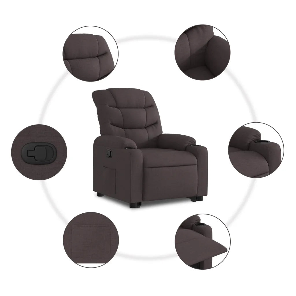 Poltrona Alzapersona Reclinante Elettrica Marrone Scuro Tessuto 3206668
