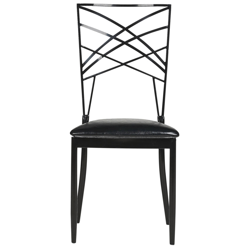 Set di 2 sedie da pranzo in metallo nero ecopelle bianca imbottitura del sedile con industriale stile glam