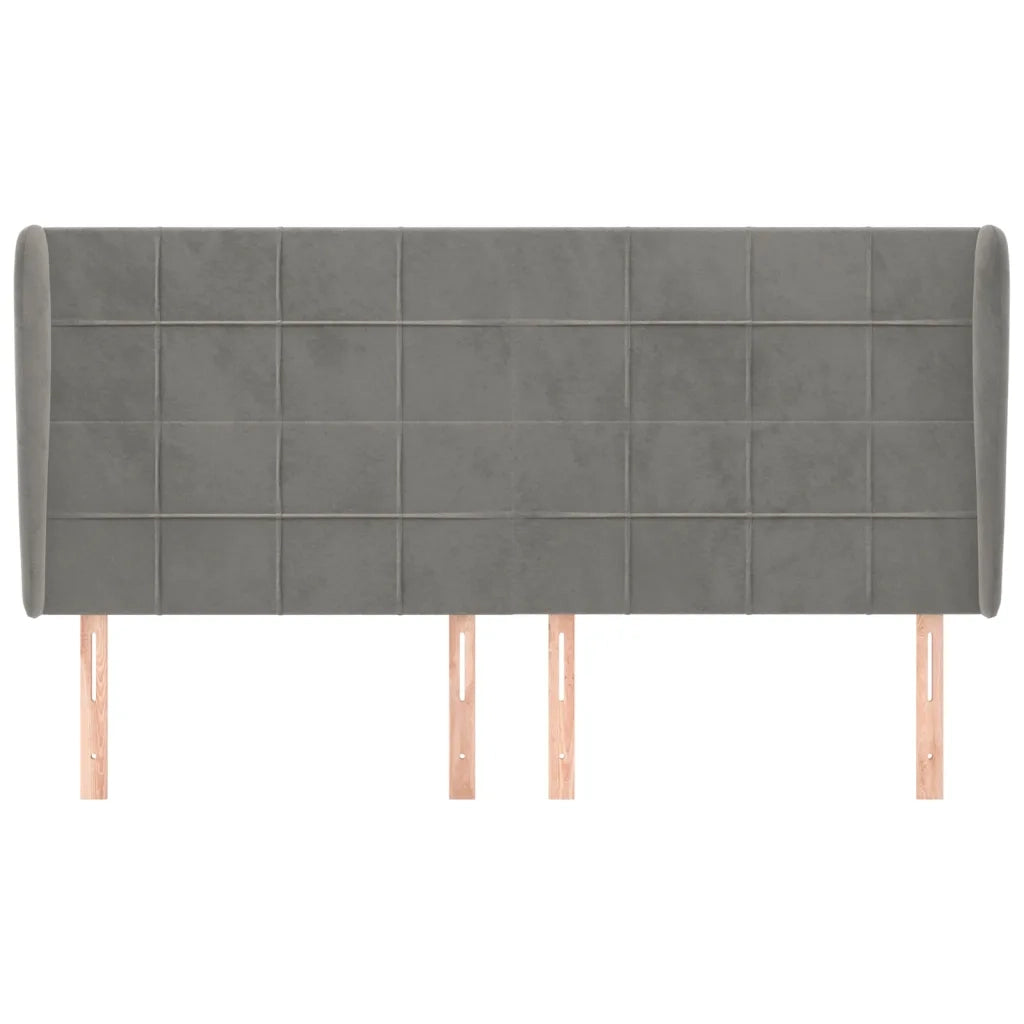 Testiera | Testata ad Orecchio Grigio Chiaro 203x23x118/128 cm in Velluto