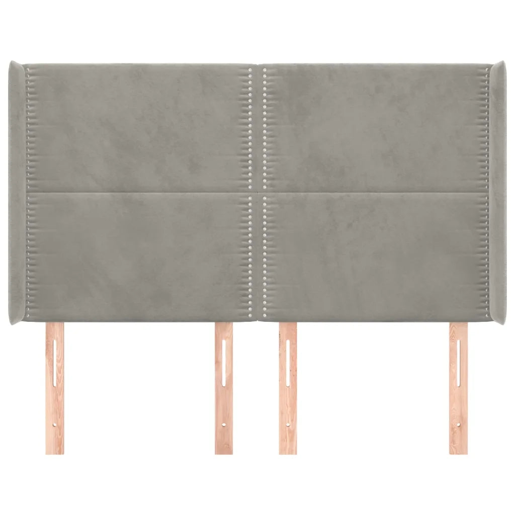 Testiera ad Orecchio Grigio Chiaro 147x16x118/128 cm in Velluto