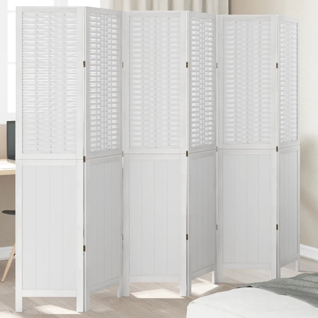 Divisorio Ambienti | Divider per stanze | Paravento 6Pannelli Bianco Legno Massello di Paulownia