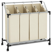 Portabiancheria con 4 Sacchi Crema in Acciaio  cod mxl 51043