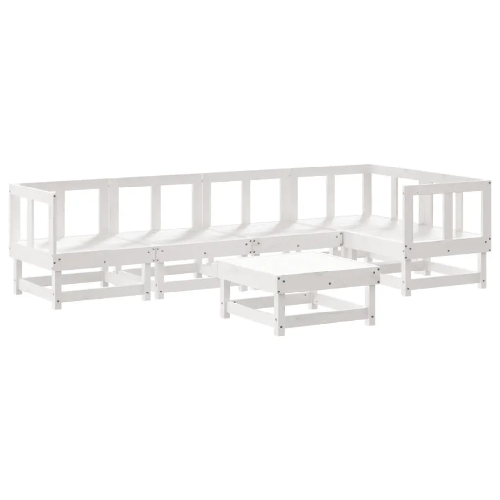 Set Salotto da Giardino 6 pz Bianco in Legno Massello di Pino 3186446