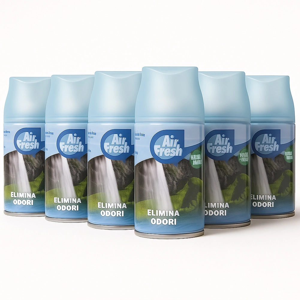 AIR FRESH Deomatic Set 6x250ml Ricarica Spray Profumatore Ambiente Elimina Odori