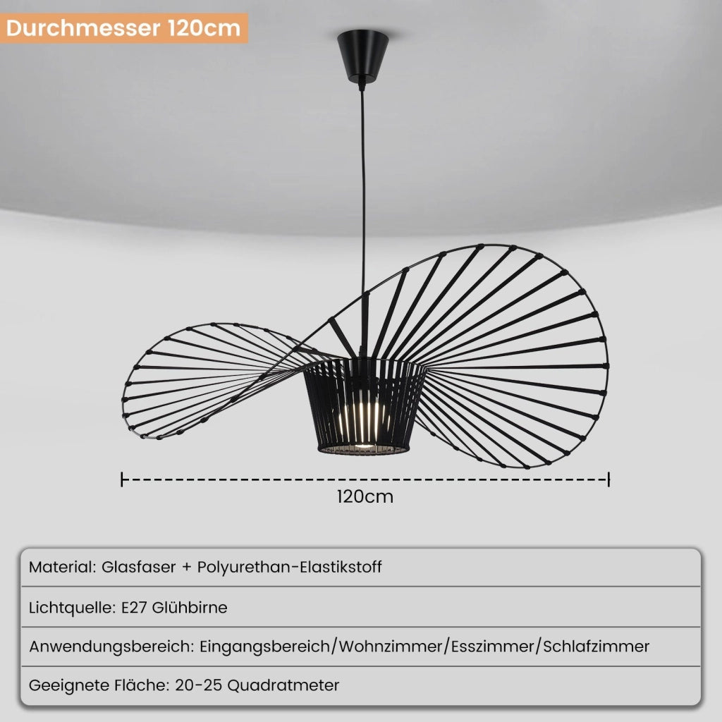 ZMH Lampada a Sospensione Moderna a LED Nero E27 120 cm per Sala da Pranzo