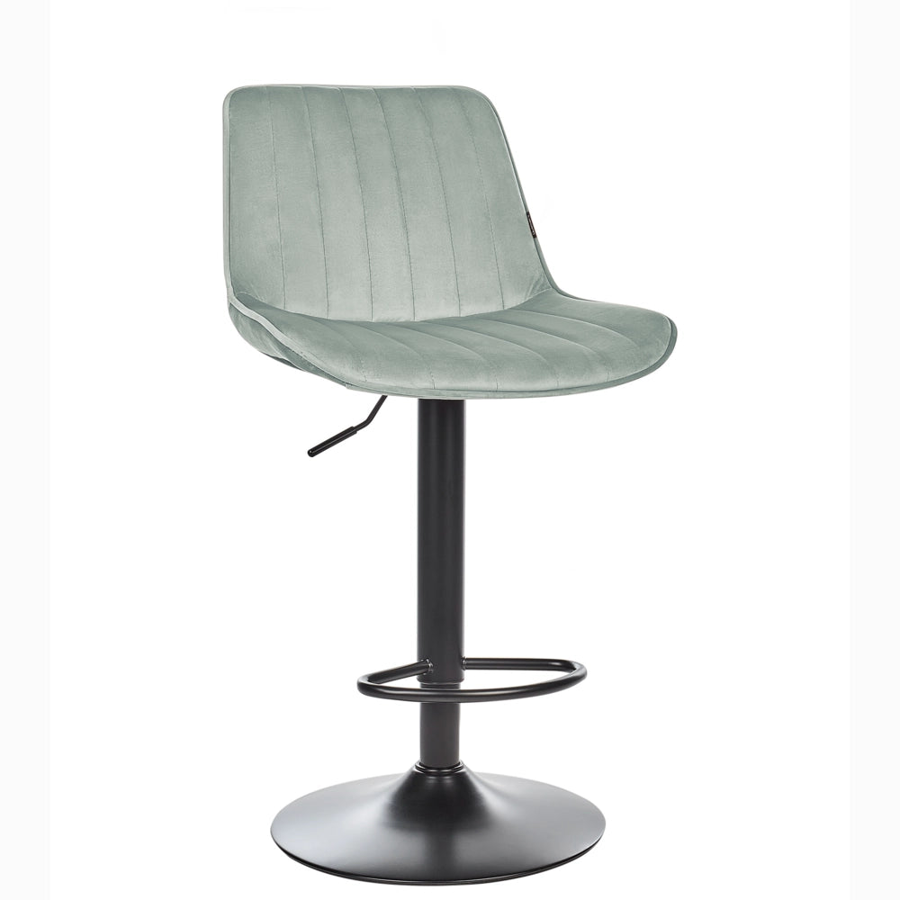 Set di 2 sedie da bar in velluto verde menta gambe in acciaio nero senza braccioli set da pranzo salotto soggiorno moderno