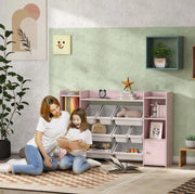 Libreria portagiochi per bambini rosa con 8 box estraibili