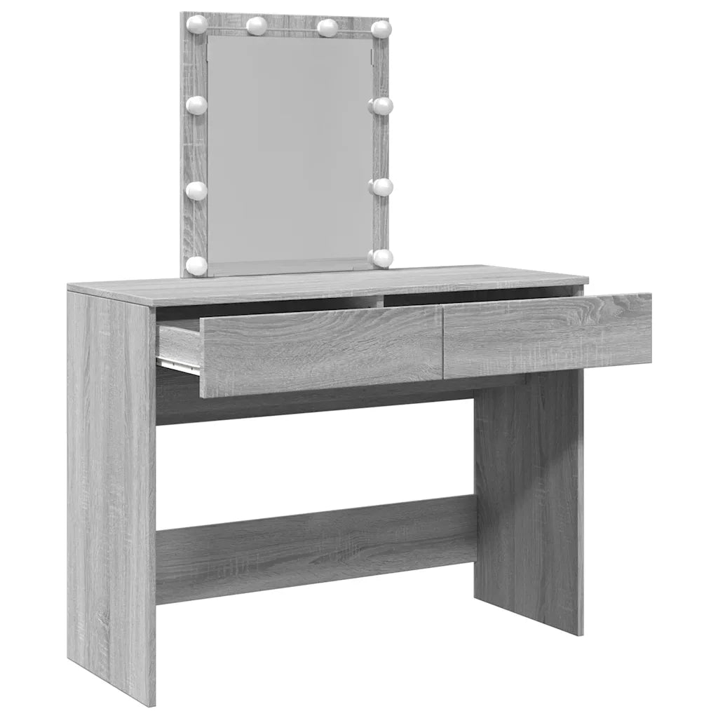 Toeletta | Tavolo da Trucco con LED Grigio Sonoma 100x40x130 cm