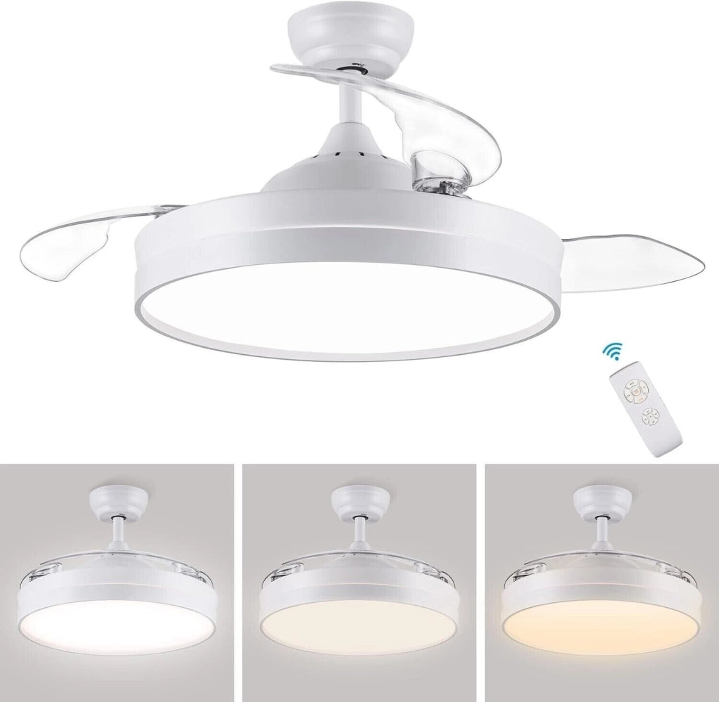 Plafoniera lampadario moderno a LED con ventilatore eliche a scomparsa da soffitto cambia 3 luci telecomando 60W gestibile da telecomando e APP