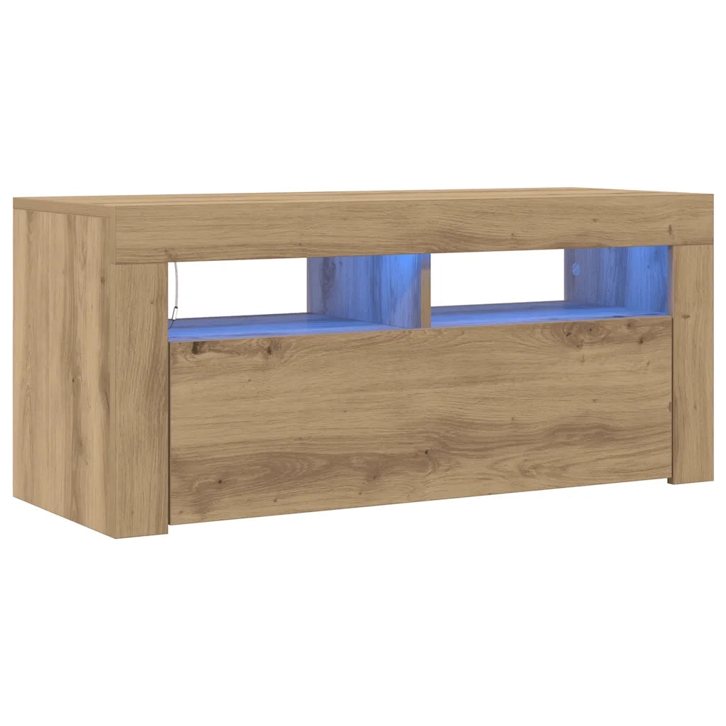 Mobile Porta TV con LED Artigianale 90x35x40 cm Multistrato 856322