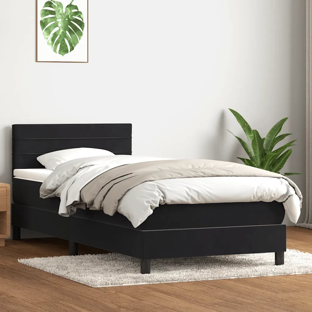 Giroletto a Molle con Materasso Nero 90x210 cm in Velluto