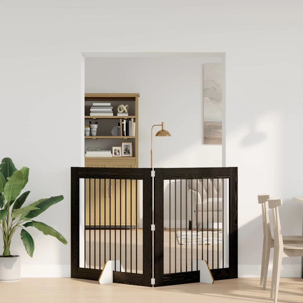 Cancello per cani con supporti 2 pz Rovere Nero 100 x 100 cm CFW5069508