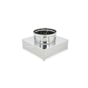 Riduzione inox aisi 304 da base quadra 200x200mm a tonda f variabile, diametro 100mm