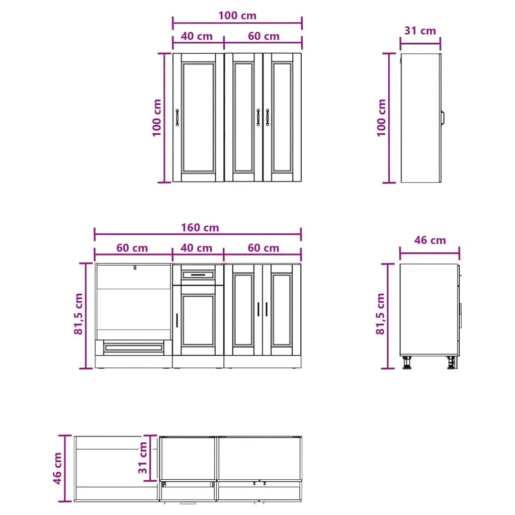 Unità Cucina PORTO 5 pcs Legno antico Legno ingegnerizzato 3438293