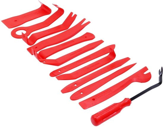 Kit di rimozione di rivestimenti di autovetture 12 pezzi, attrezzo per la rimozione di pannelli porta, set di attrezzi per la rimozione di rivestimenti interni, colore rosso