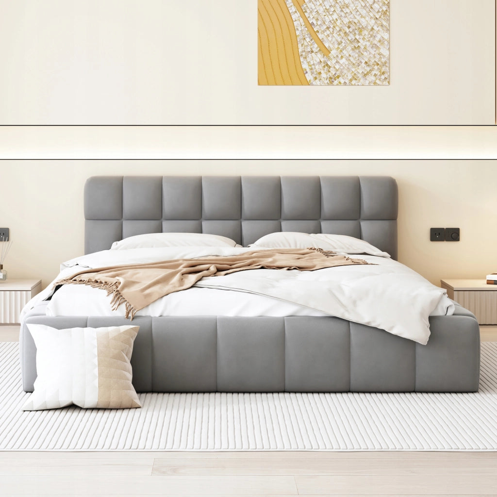 Letto imbottito 140x190 - Xylo - Grigio con schienale