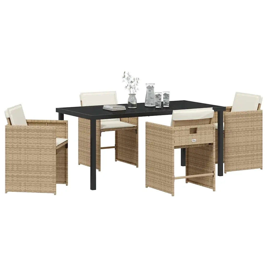 Set da Pranzo per Giardino 5 pcs Beige polyrattan 3380703