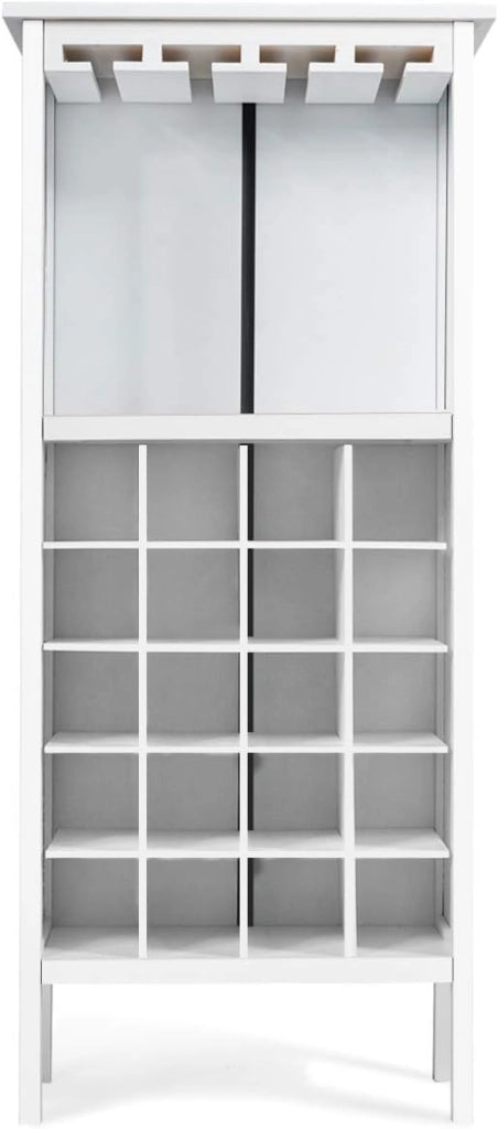 Porta Vino Legno, 5 Ripiani per 20 Bottiglie, Cantiniere con 4 Porta Calici, Mobiletto Portabottiglie per Collocazioni e Esposizioni di Vino, 42x25x96 cm, 3 Colori Disponibili
