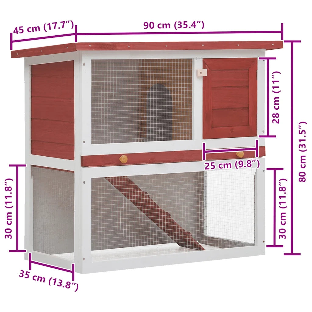 Conigliera per Esterni con 1 Porta Rosso in Legno CFW8527397