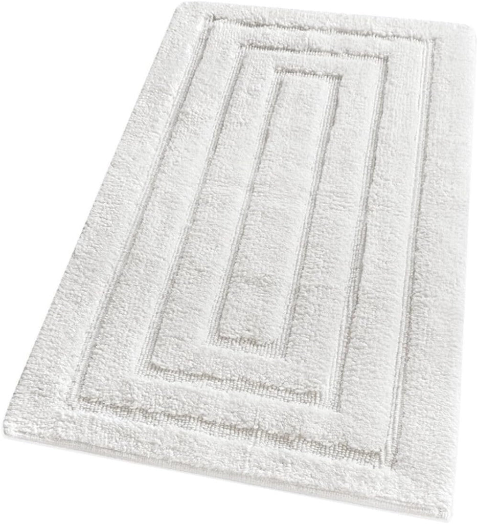 Tappeto Bagno 50x110 cm Puro Cotone Elegante Lussuoso Morbido Scendiletto Antiscivolo Bianco