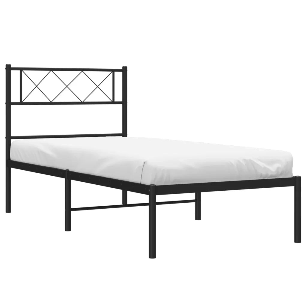 Giroletto con Testiera-Struttura Letto con testiera in Metallo Nero 75x190 cm 380903