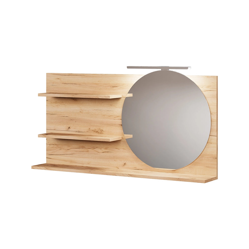 Vicco Specchio con mensola Rovere 100 x 50 cm con 3 scomparti aperti