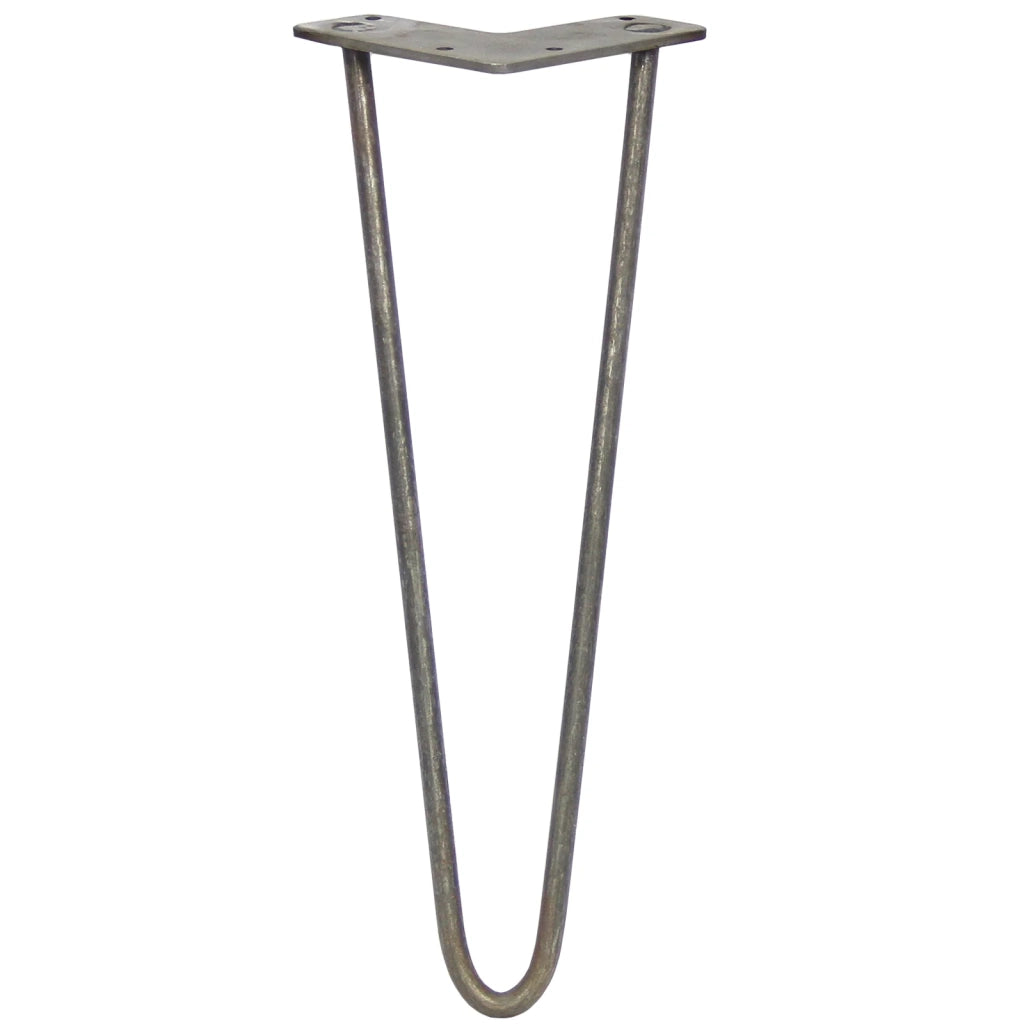4 Gambe per Tavolo a Forcina SkiSki Legs 35,5cm Acciaio Naturale 2 Rebbi 10mm