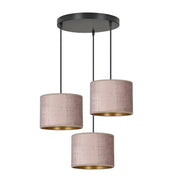 Set di lampade a sospensione Hilde in acciaio e velluto rosa