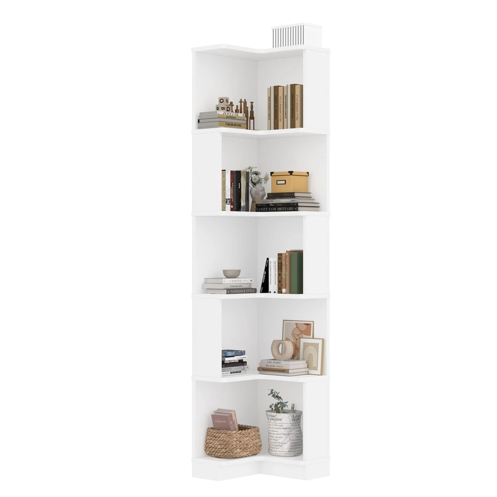 Biblioteca angolare con luce LED - Xylo - 63,5x45x175 cm - Bianco - Cambio colore, controllo app, 5 livelli