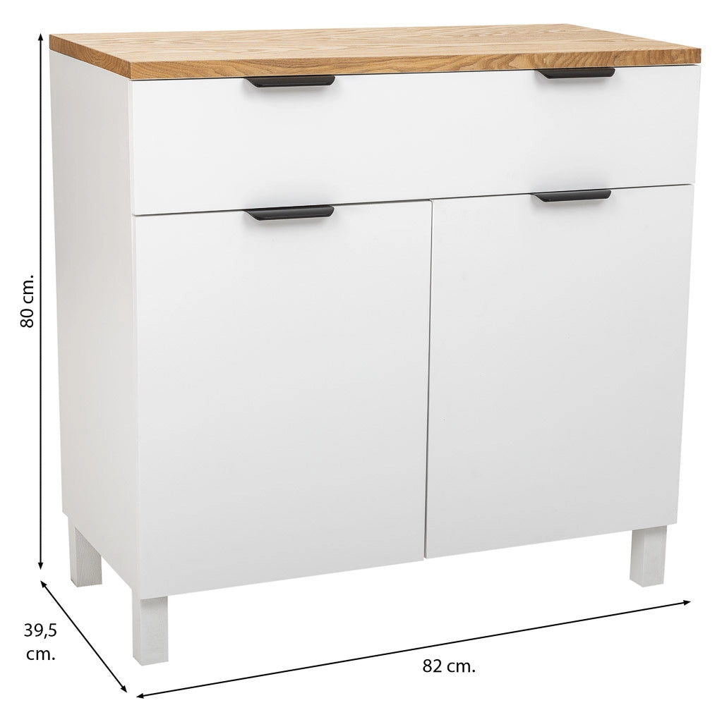 Mobile da ingresso in legno, 2 cassetti, 2 porte bianco 82x39,5x80