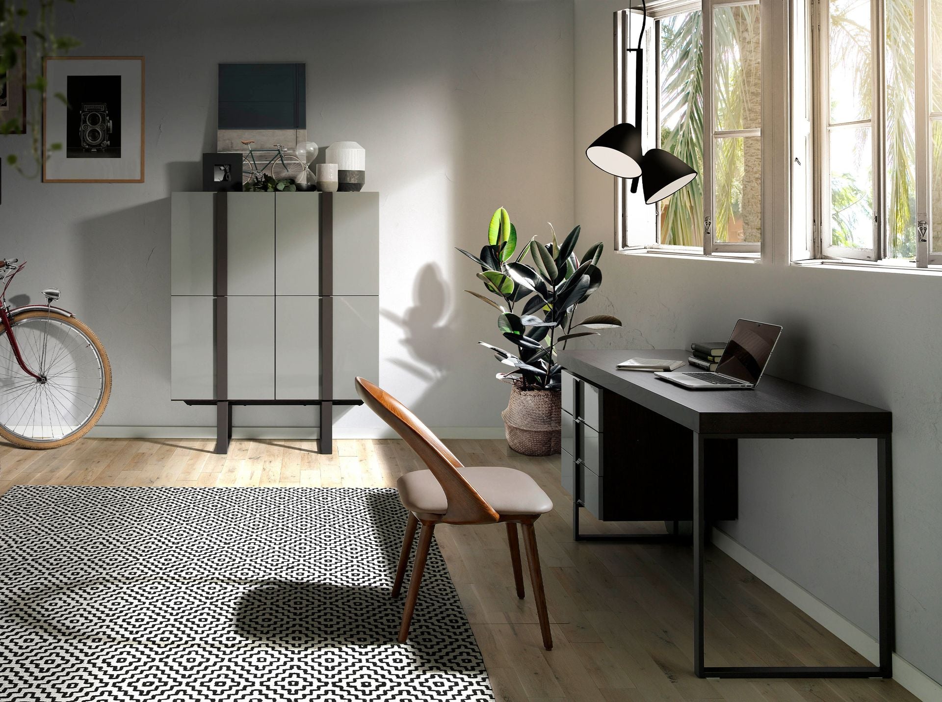 Sedia in ecopelle noce e visone