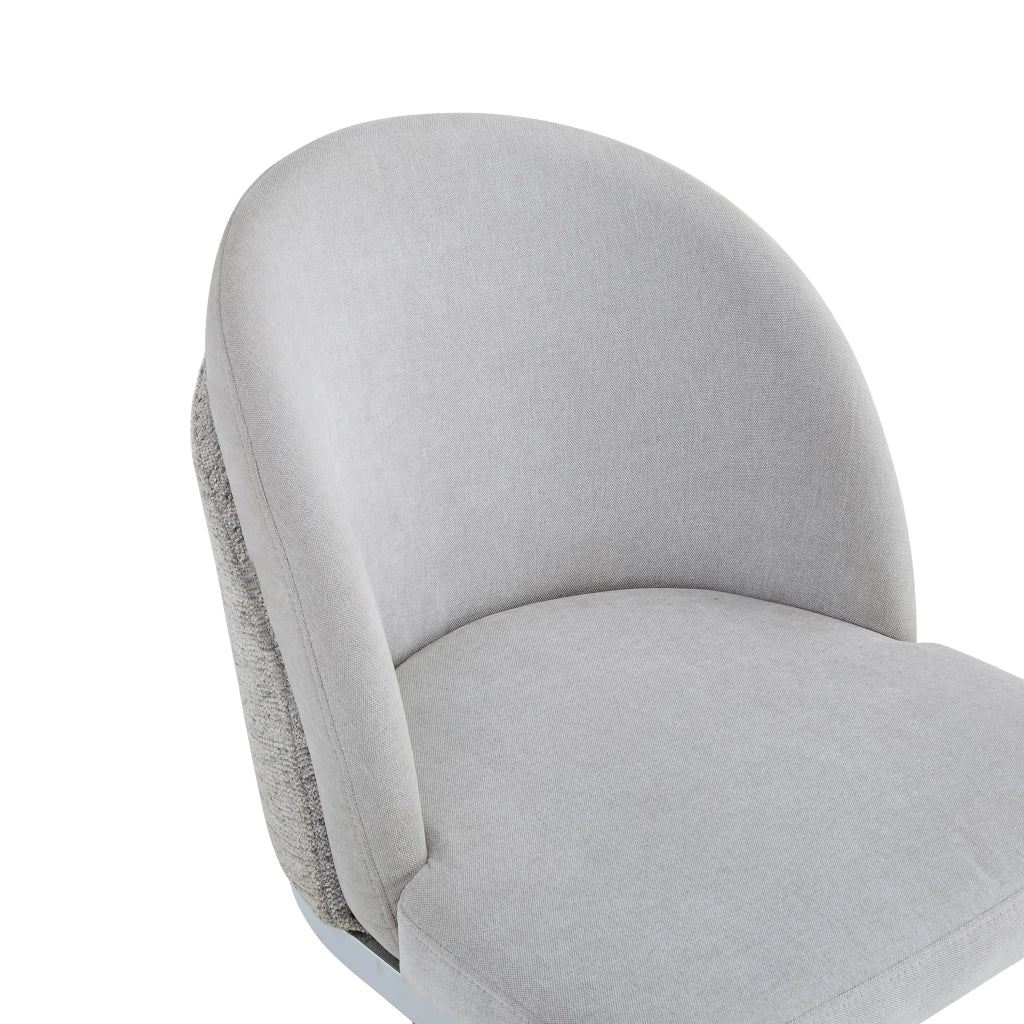 Set di 2 sedie da pranzo in Chenille grigio e metallo argentato, design moderno