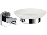 Portasapone da muro in vetro sabbiato con supporto cromato - serie forma