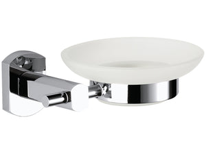 Portasapone da muro in vetro sabbiato con supporto cromato - serie forma