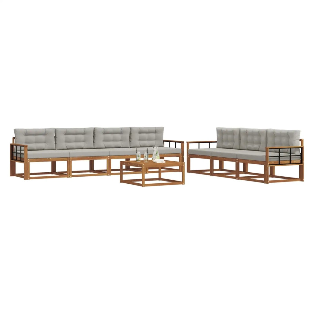 Set di divani da esterno 8 pcs Grigio Naturale e Chiaro