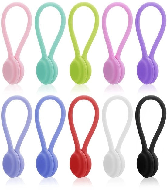 Organizzatori cavi magnetici - gestibili - riutilizzabili - colorati - per la gestione dei cavi USB - adatti per ufficio e casa - pacchetto da 10 unità