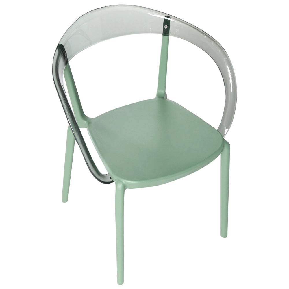 Set di 4 sedie da giardino verde Materiale sintetico Plastica Interno Esterno Giardino con braccioli Sala da pranzo Stile moderno minimalista