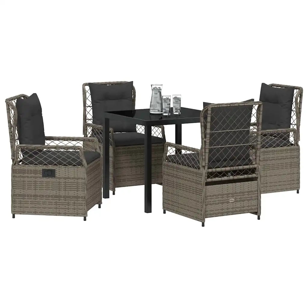 Set da Pranzo per Giardino 5 pcs Grigio polyrattan 3380996